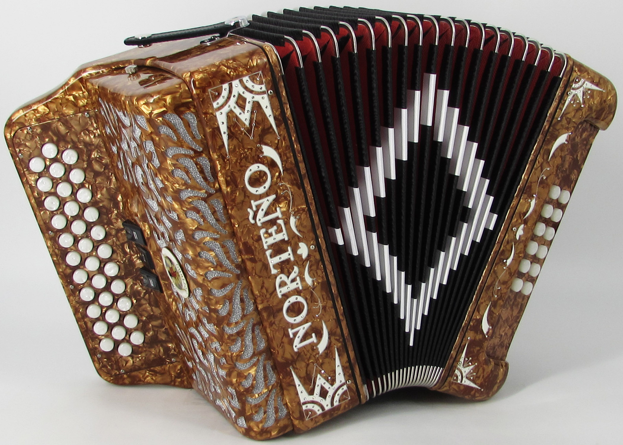 Norteño Brand Accordion 3 Registers Brown/White Euro