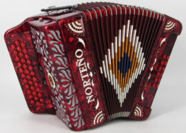 Norteño Brand Accordion 3 Registers Red/White Sun