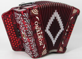 Acordeon Marca Norteño 3 Registros Rojo/Sol Blanco