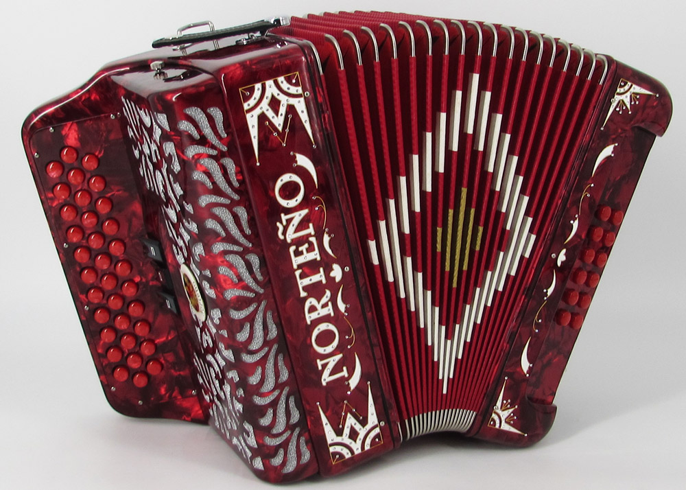 Norteño Brand Accordion 3 Registers Red/White Euro