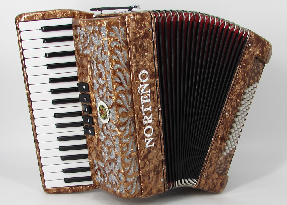 Acordeon Marca Norteño 34 Teclas 5 Registros Cafe