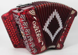 Norteño Brand Accordion 5 Registers Red/White Sun