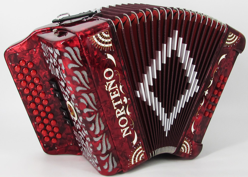 Acordeon Marca Norteño 5 Registros Rojo/Sol Blanco