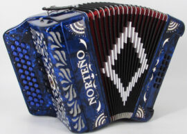 Norteño Brand Accordion 5 Registers Blue/White Sun