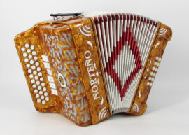 Norteño Brand Accordion 2 Tone Gold/White Sun