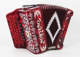 Norteño Brand Accordion 2 Tone Red/White Euro