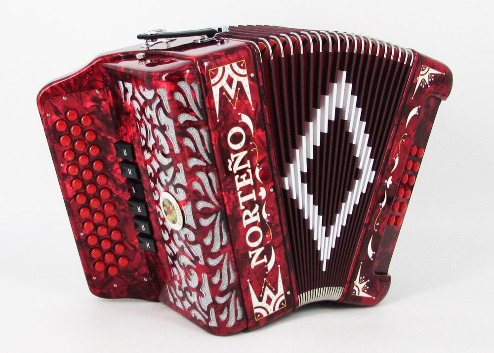 Norteño Brand Accordion 2 Tone Red/White Euro