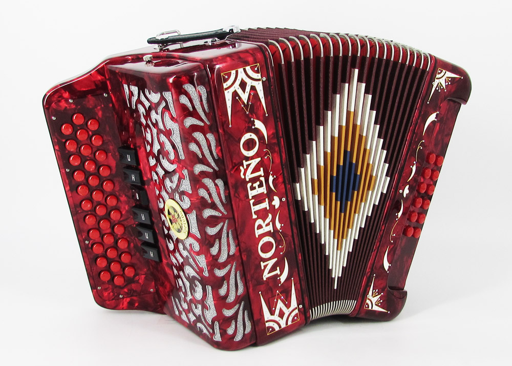 Acordeon Marca Norteño  2 Tonos Rojo/Euro Blanco