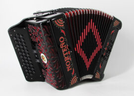 Acordeon Marca Norteño 3 Registros Negro/Sol Rojo