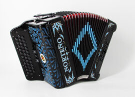 Norteño Brand Accordion 3 Registers Black/Blue Euro