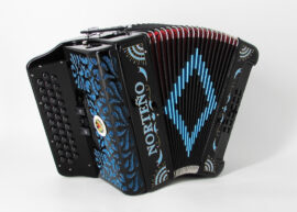 Norteño Brand Accordion 3 Registers Black/Blue Sun
