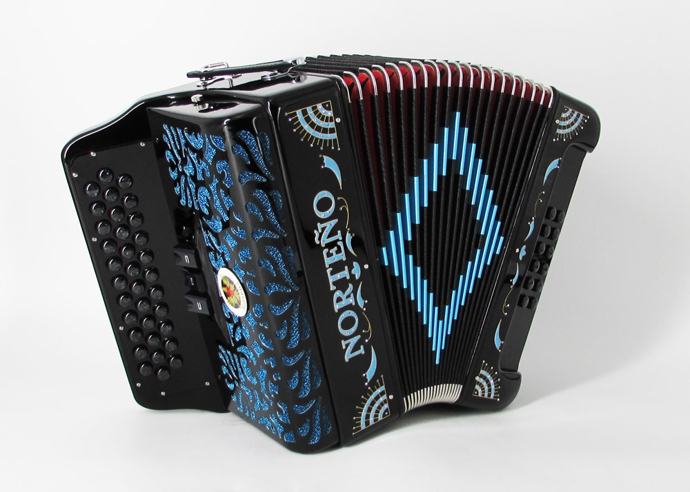 Acordeon Marca Norteño 3 Registros Negro/Sol Azul