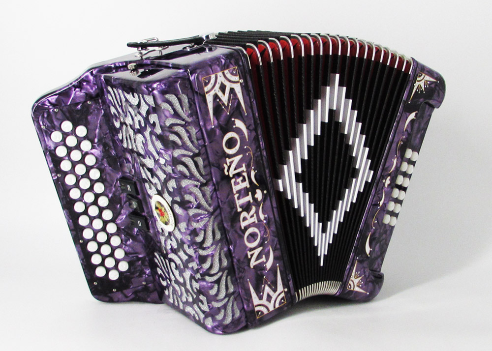 Norteño Brand Accordion 3 Registers Purple/White Euro