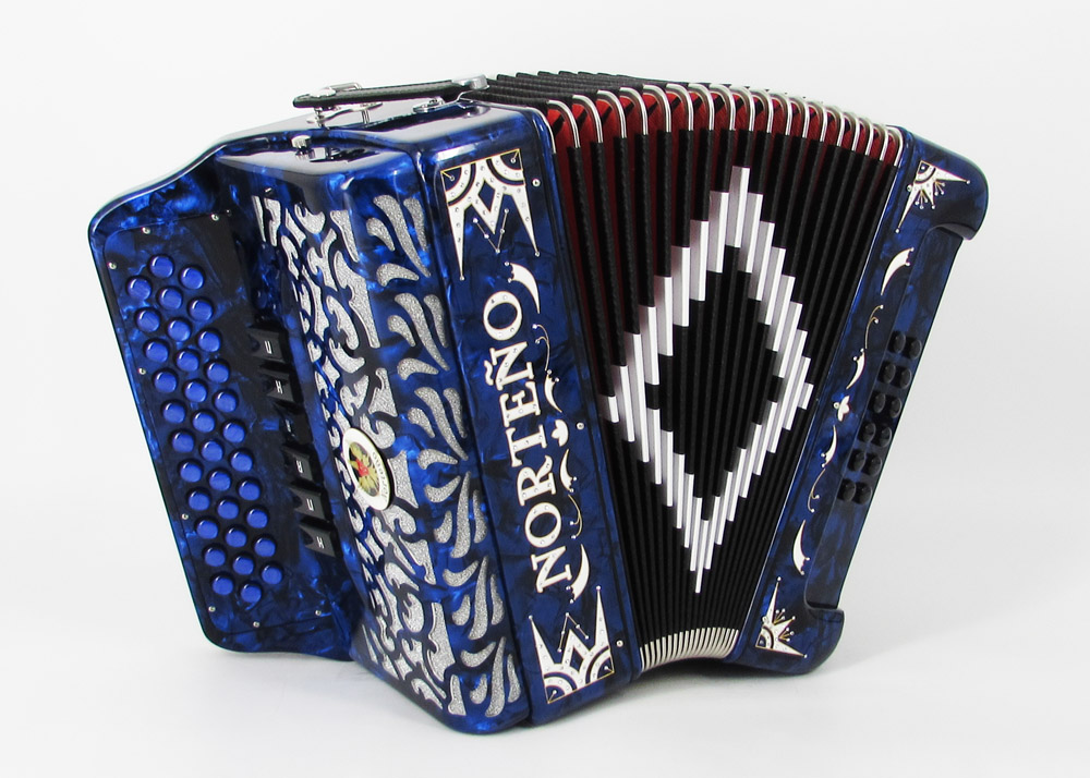 Acordeon Marca Norteño  2 Tonos Azul/Euro Blanco