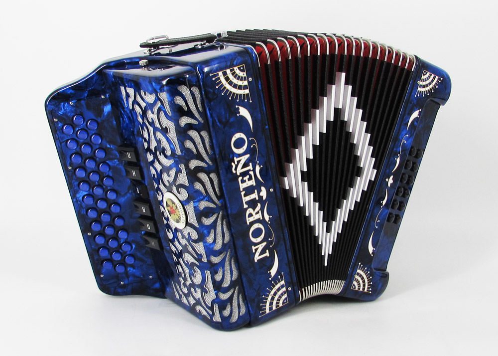 Acordeon Marca Norteño  2 Tonos Azul/Sol Blanco