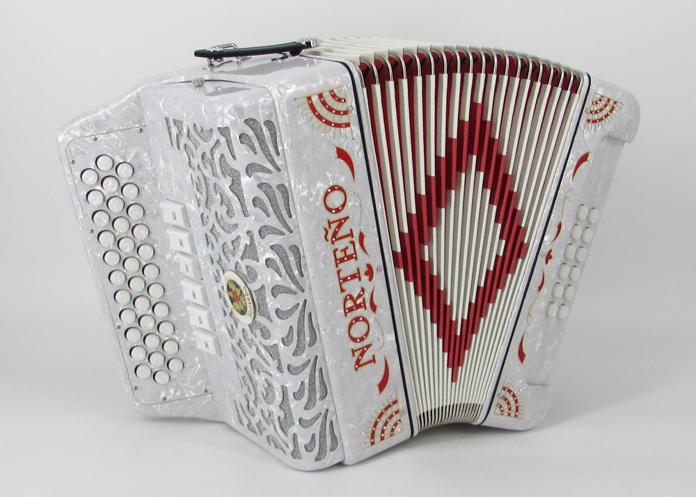 Acordeon Marca Norteño 2 Tonos Blanco/Sol Rojo