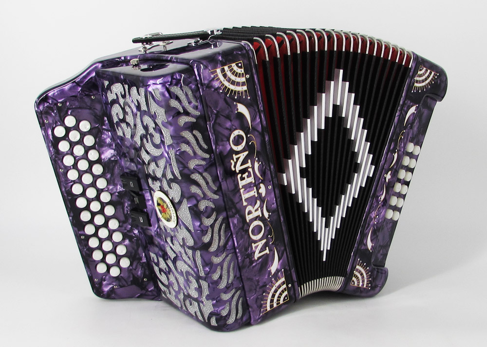 Norteño Brand Accordion 3 Registers Purple/White Sun