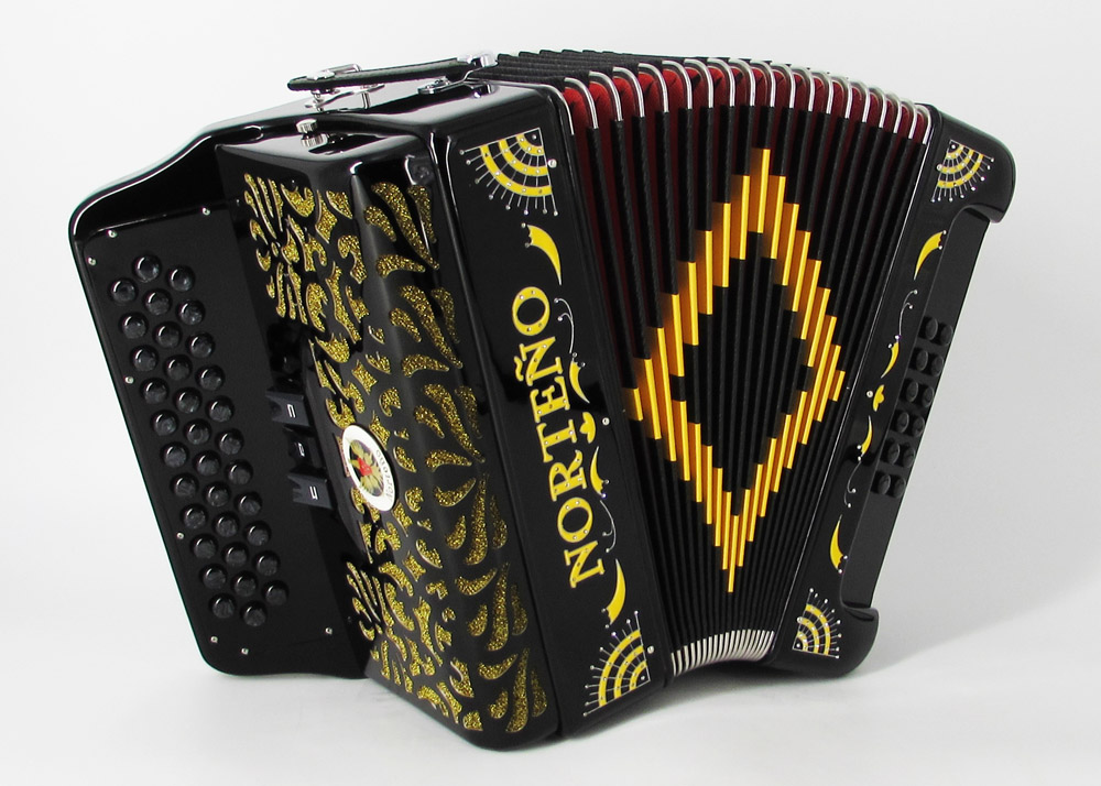 Acordeon Marca Norteño 3 Registros Negro/Euro Amarillo