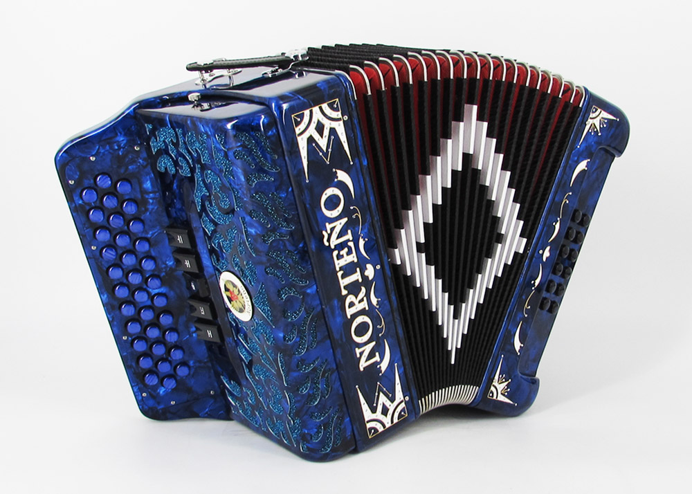 Norteño Brand Accordion 5 Registers Blue/White Euro