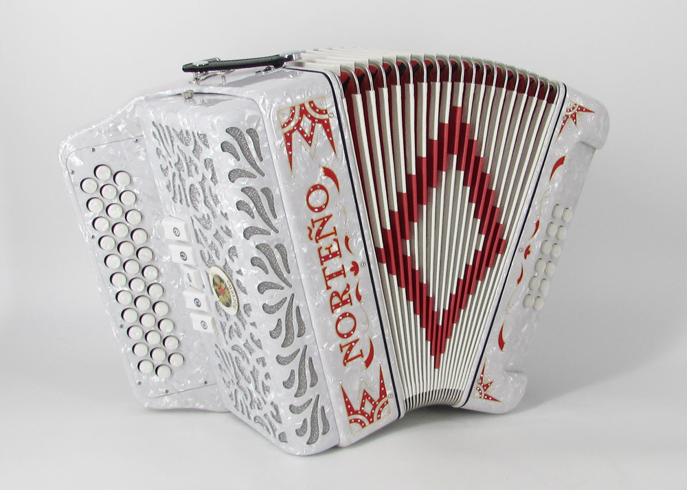 Acordeon Marca Norteño 5 Registros Blanco/Euro Rojo