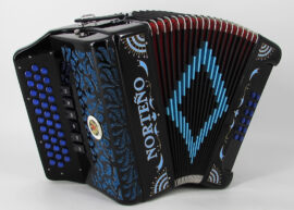 Acordeon Marca Norteño  2 Tonos Negro/Sol Azul