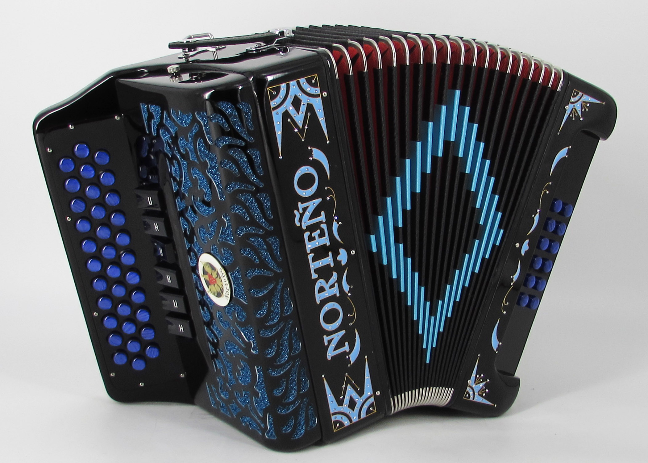 Acordeon Marca Norteño  2 Tonos Negro/Euro Azul