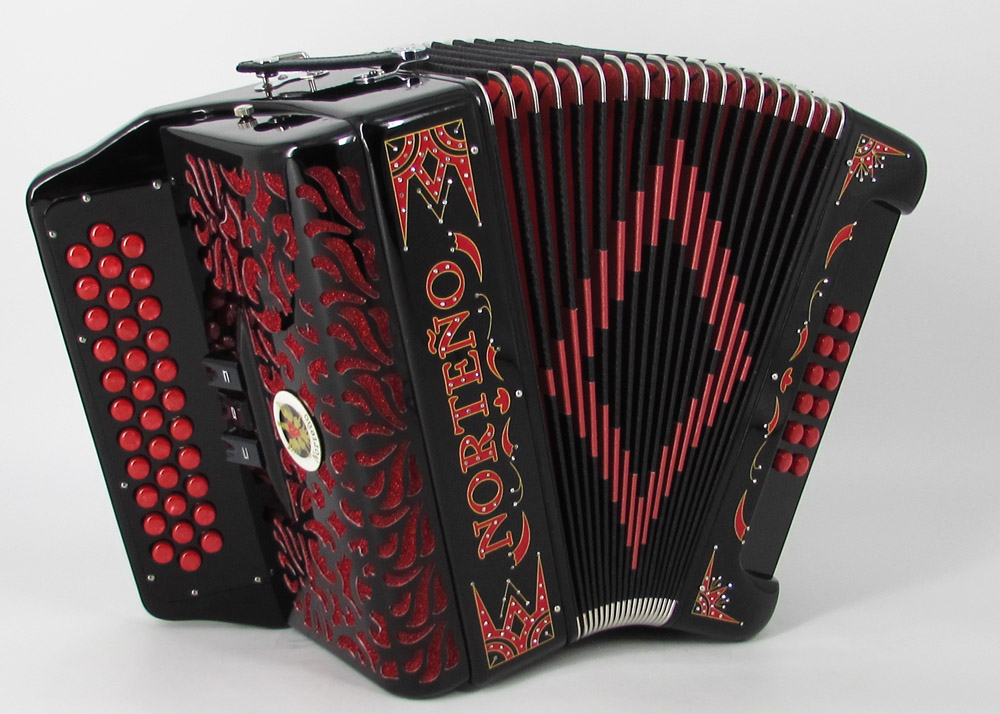 Acordeon Marca Norteño 3 Registros Negro/Euro Rojo