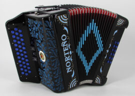 Acordeon Marca Norteño 3 Registros Negro/Sol Azul