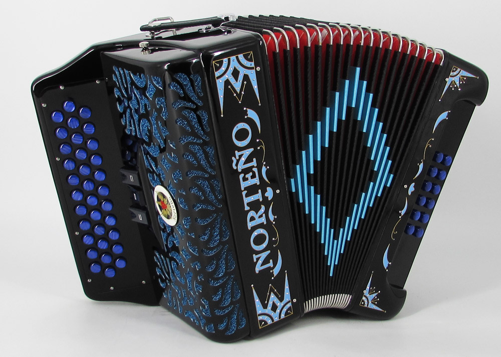 Norteño Brand Accordion 3 Registers Black/Blue Euro