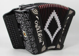 Norteño Brand Accordion 3 Registers Black/White Sun