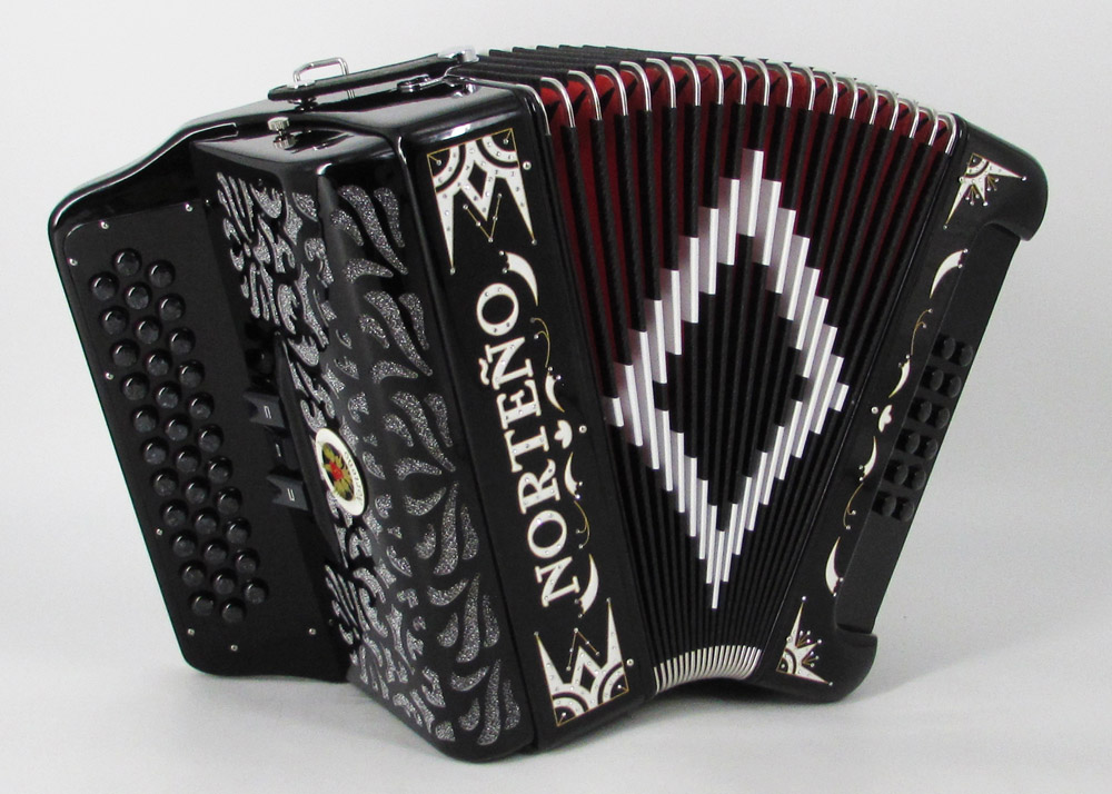 Norteño Brand Accordion 3 Registers Black/White Euro