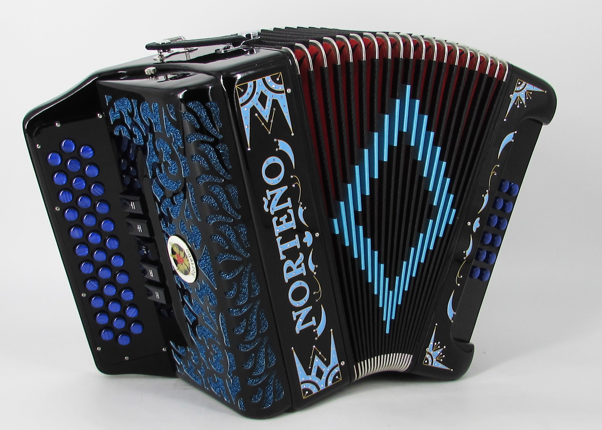 Acordeon Marca Norteño 5 Registros Negro/Euro Azul
