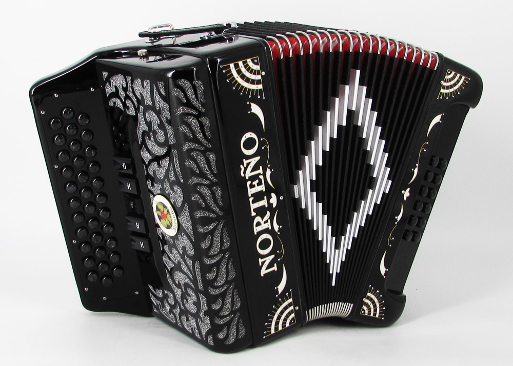 Acordeon Marca Norteño 5 Registros Negro/Sol Blanco