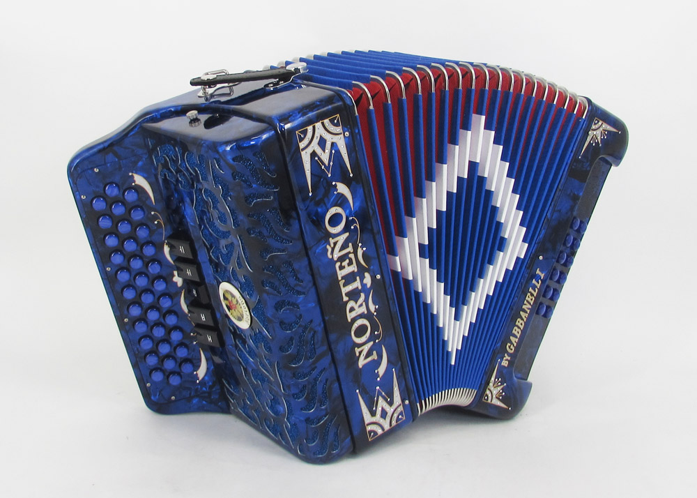 Norteño Brand Accordion 5 Registers Blue/Silver Euro