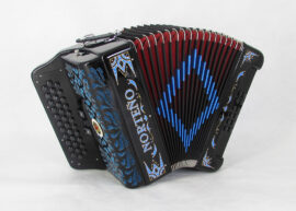 Norteño Brand Accordion 3 Registers Black/Blue Euro