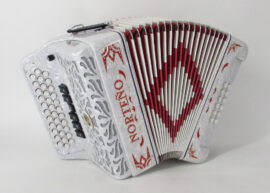 Acordeon Marca Norteño  2 Tonos Blanco/Euro Rojo Microfono Harmonik Incluido