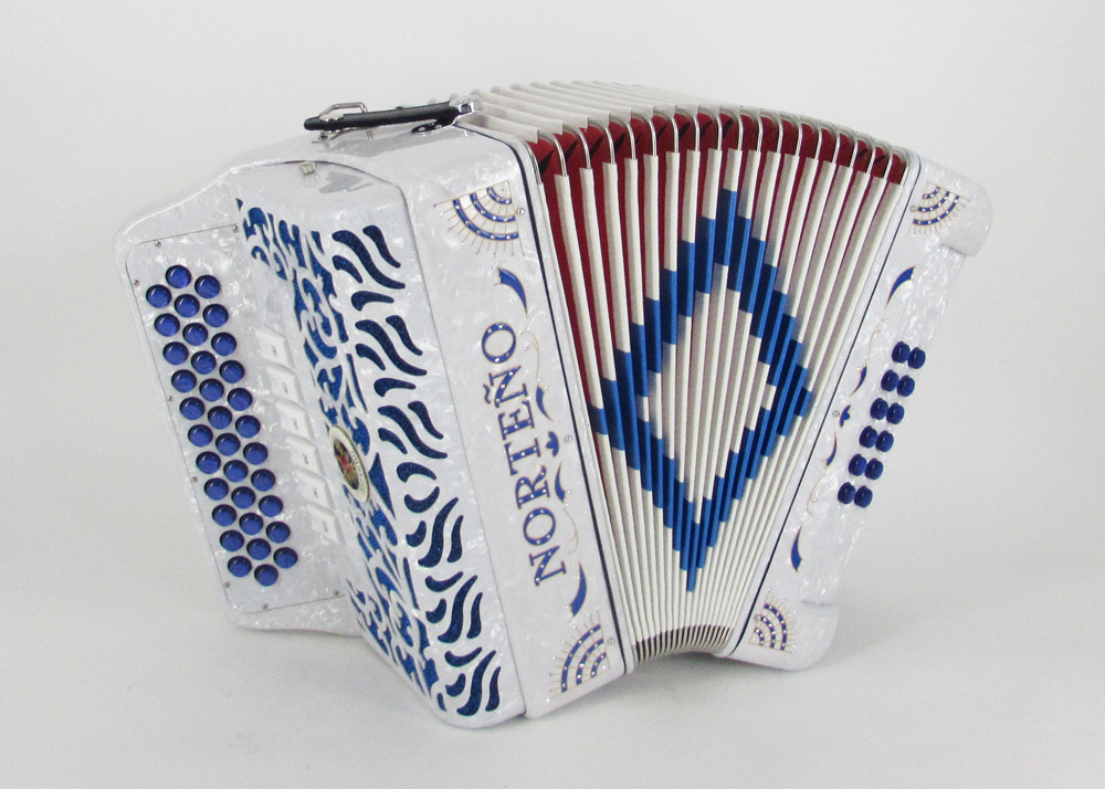 Acordeon Marca Norteño  2 Tonos Blanco/Sol Azul