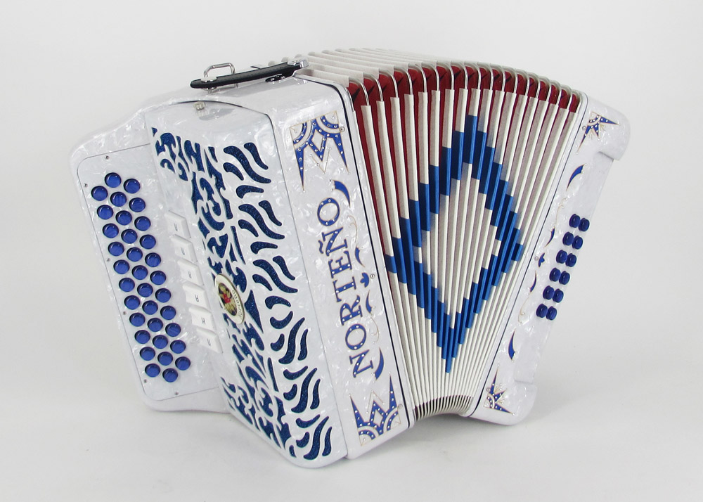 Acordeon Marca Norteño  2 Tonos Blanco/Euro Azul