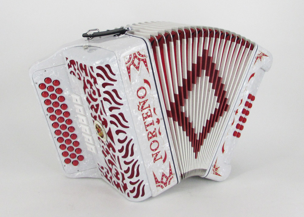 Acordeon Marca Norteño  2 Tonos Blanco/Euro Rojo
