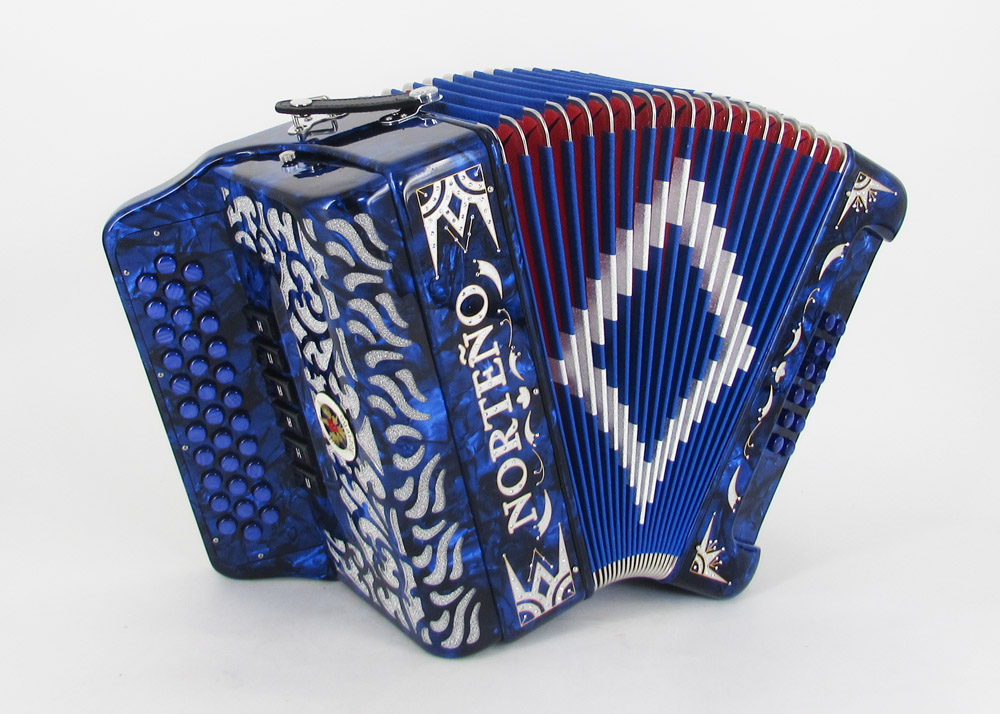 Acordeon Marca Norteño  2 Tonos Azul/Euro Blanco
