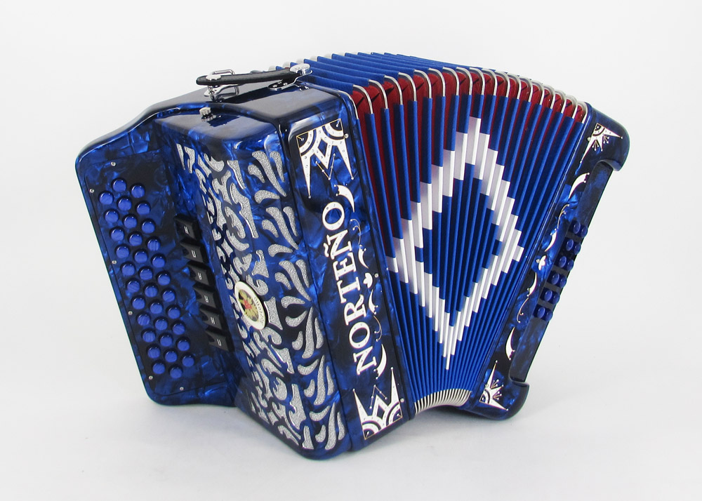 Acordeon Marca Norteño  2 Tonos Azul/Euro Blanco