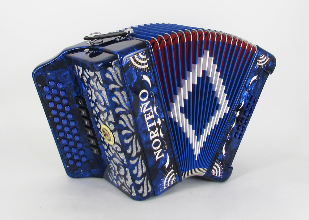 Acordeon Marca Norteño  2 Tonos Azul/Sol Blanco