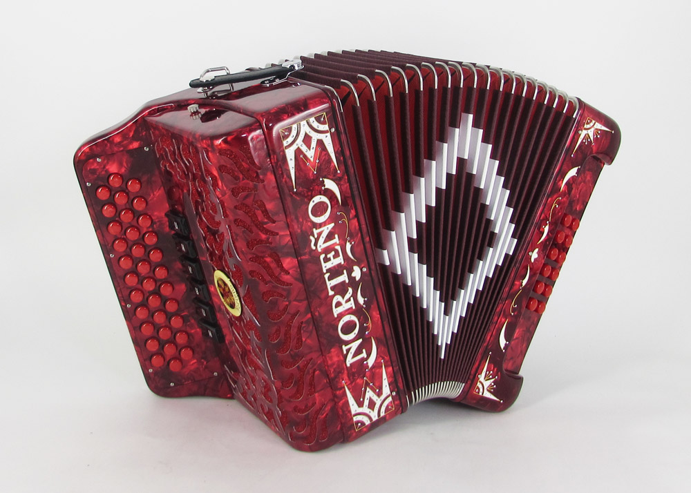 Acordeon Marca Norteño 2 Tonos Rojo/Euro Blanco