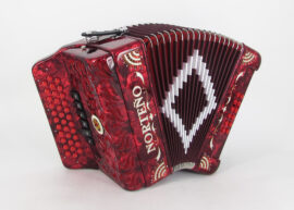 Norteño Brand Accordion 2 Tone Red/Silver Sun