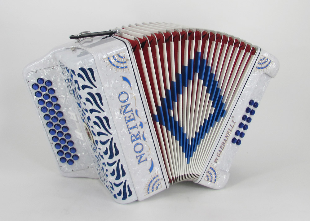 Norteño Brand Accordion 3 Registers White/Blue Sun