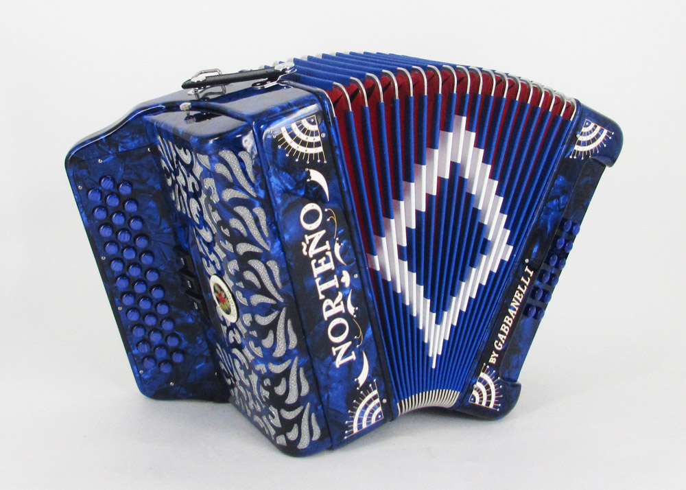 Norteño Brand Accordion 3 Registers Blue/White Sun