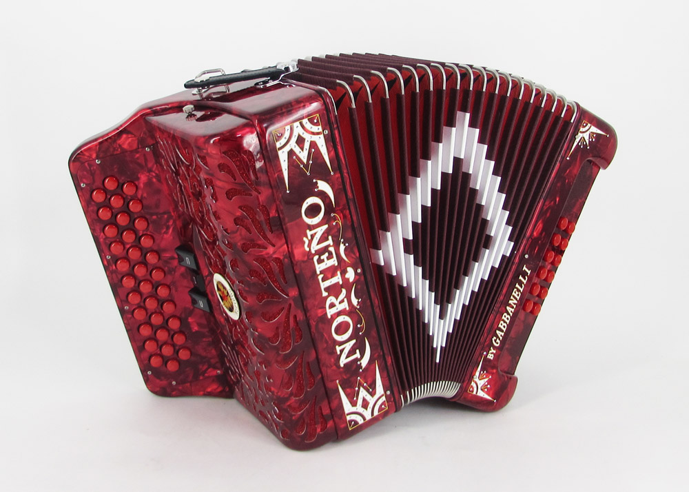 Norteño Brand Accordion 3 Registers Red/White Euro