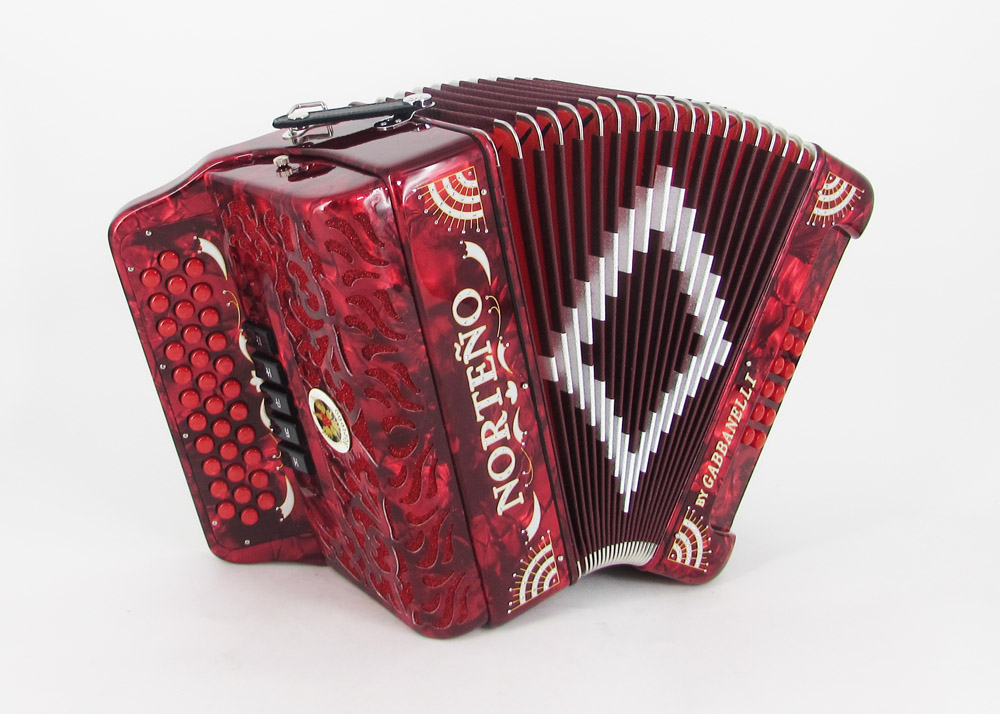 Acordeon Marca Norteño 5 Registros Red/Sol Plateado