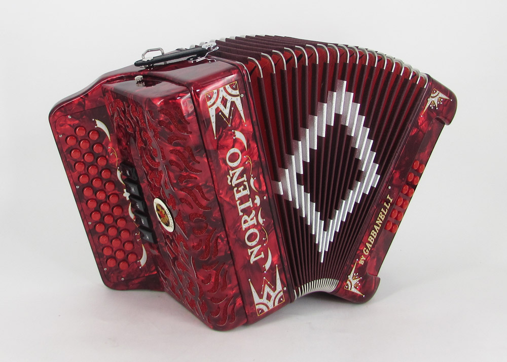 Norteño Brand Accordion 5 Registers Red/Silver Euro