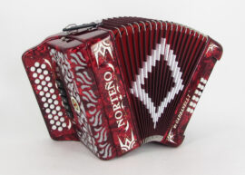 Norteño Brand Accordion 5 Registers Red/White Euro